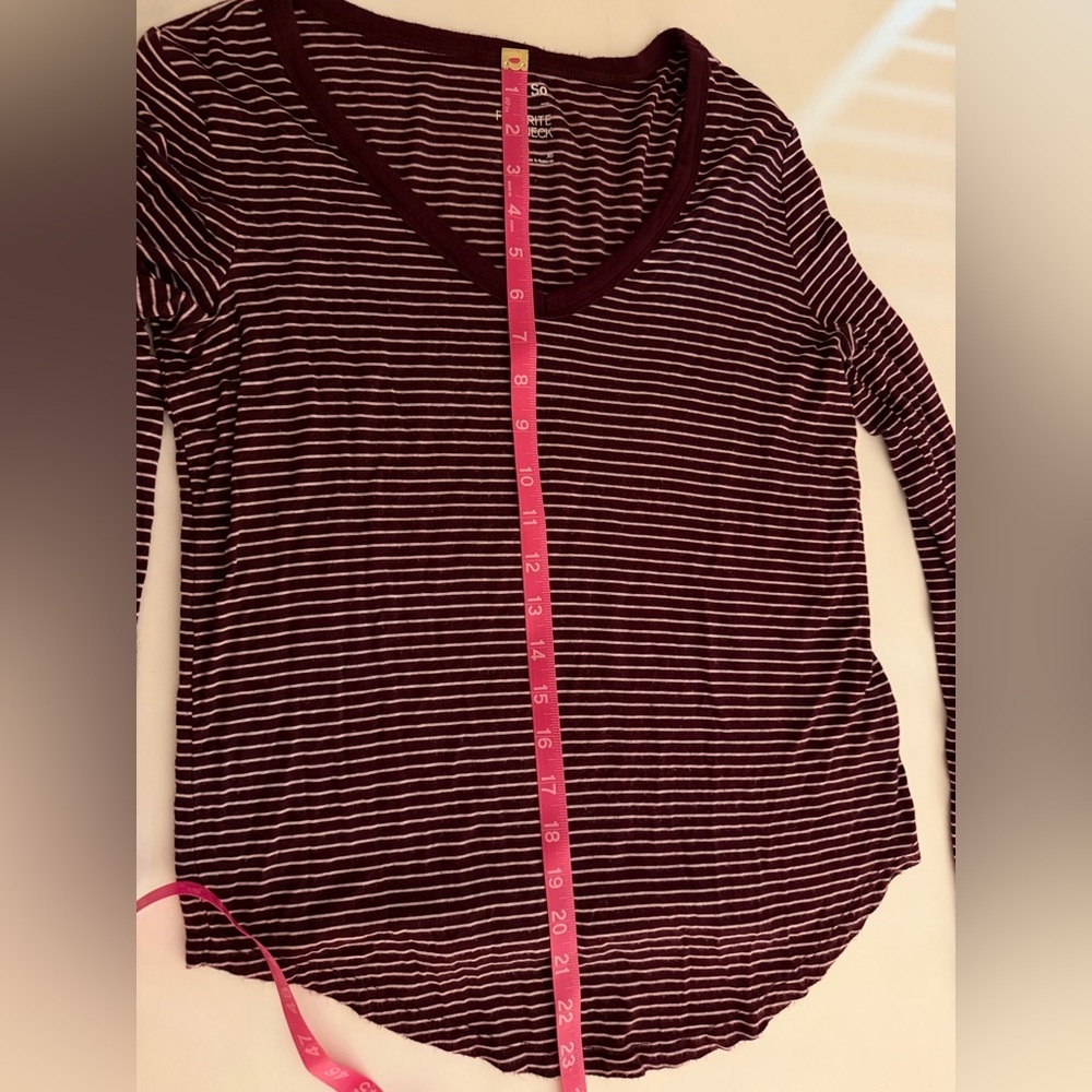 SO Burgundy Striped Long Sleeve Tee - Picture 3 of 5